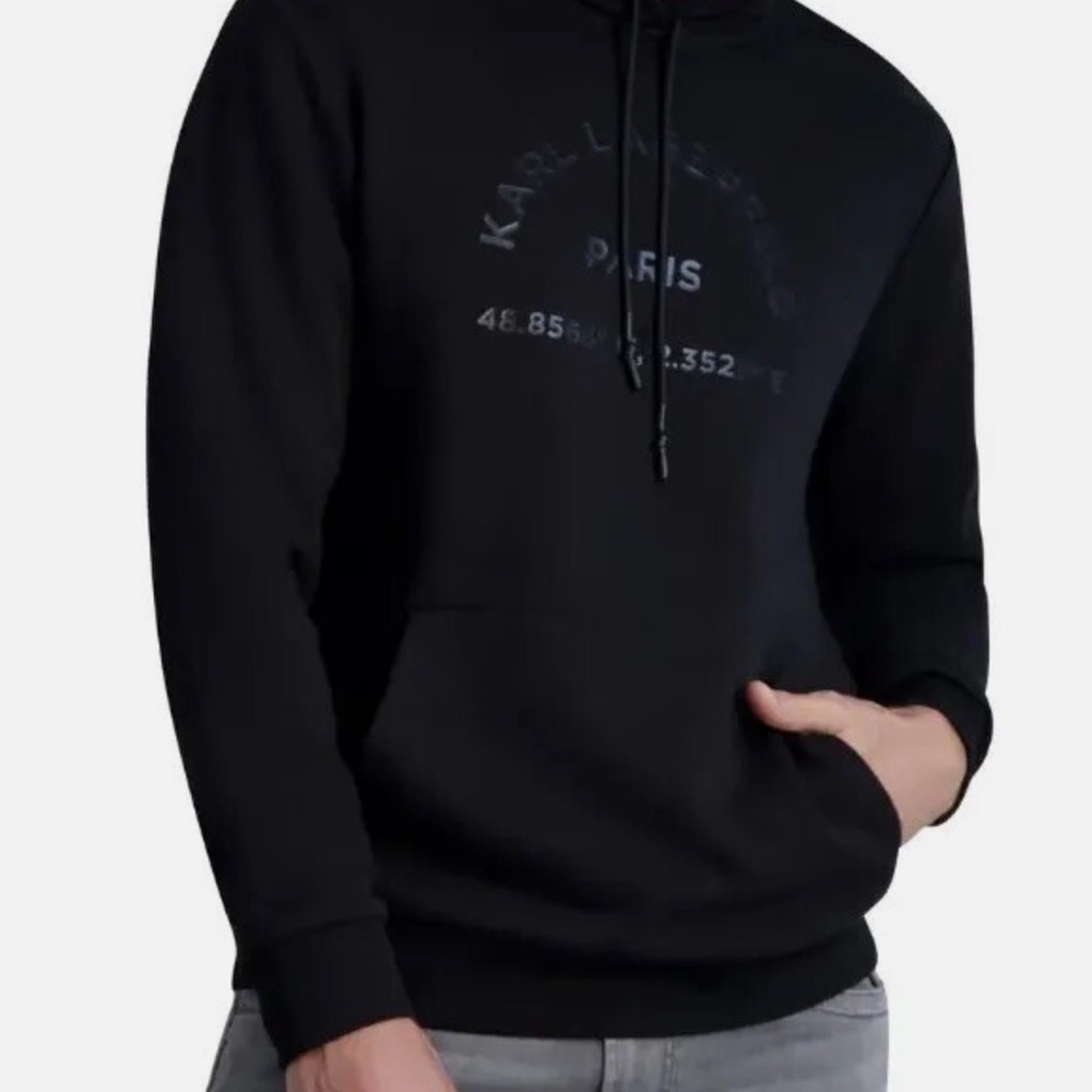 Karl Lagerfeld Men's Black Latitude/Longitude Hoodie Size XL